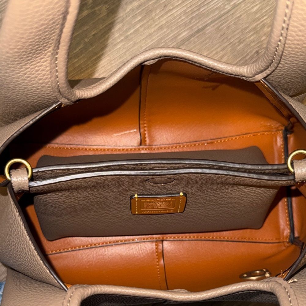 Coach Taupe Leather Shoulder Bag - Picture 5 of 14